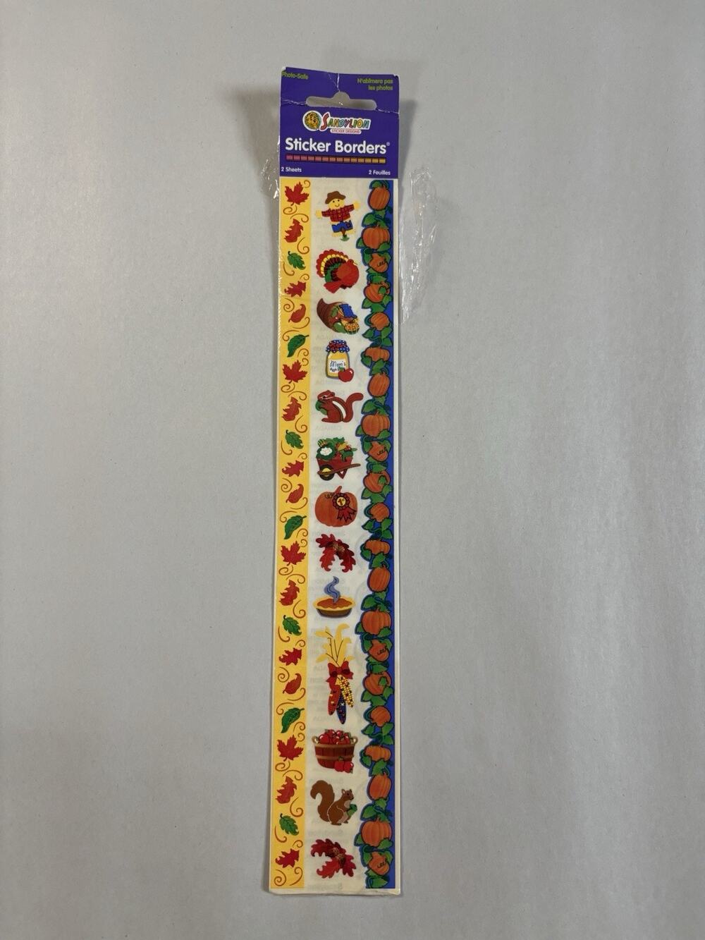 Vtg 90s Sandylion Stickers Borders Fall Thanksgiving Pumpkins Scarecrow 2 Sheets